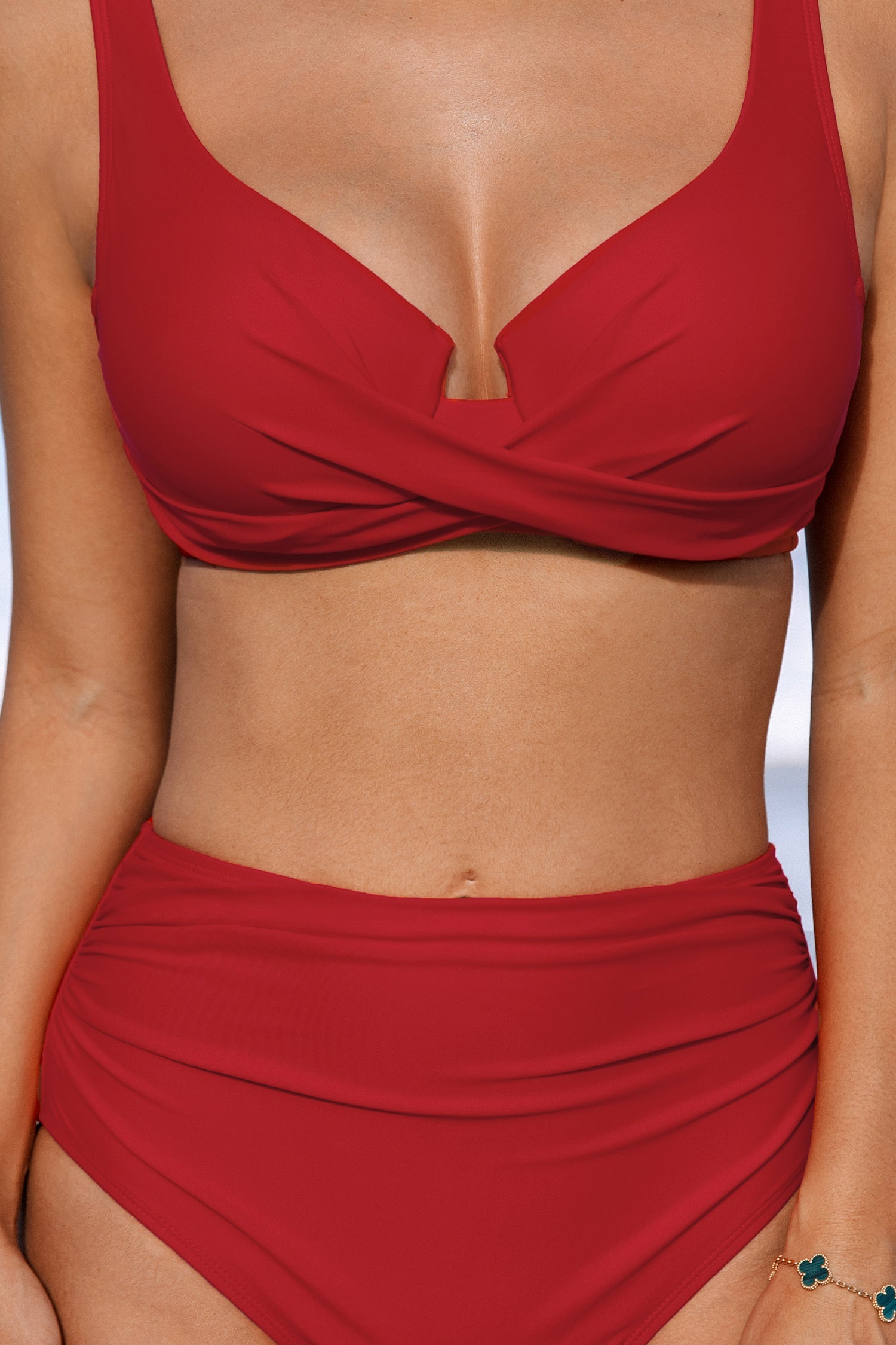 Bikini portefeuille avec bas à taille haute rougeArmature