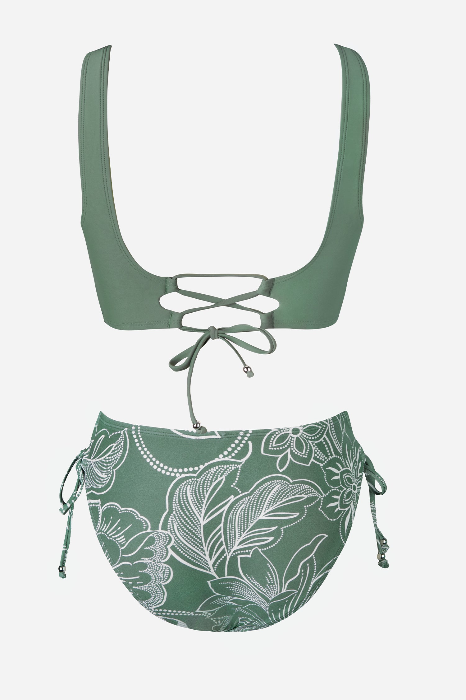 Bikini bralette floral à nouer dans le dos et sur les côtésTaille haute