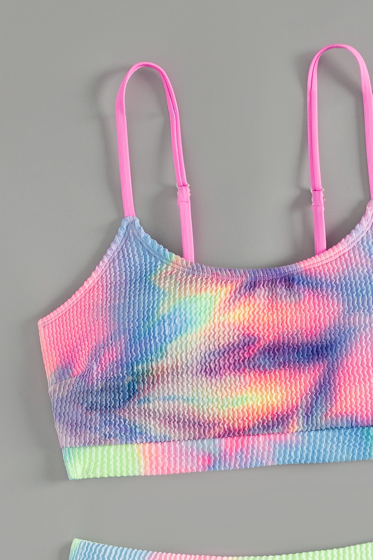 Bikini texturé à col scoop tie-dye avec taille hauteTaille haute